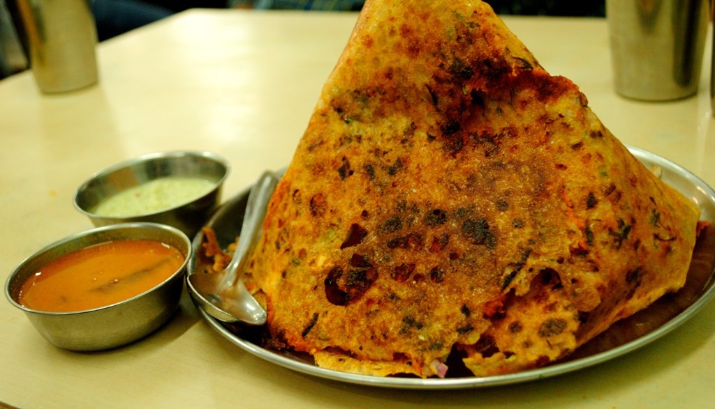 The crisp and delicious Mysore Onion Rava Dosa at Hotel Ramashray | ©Neehar Mishra