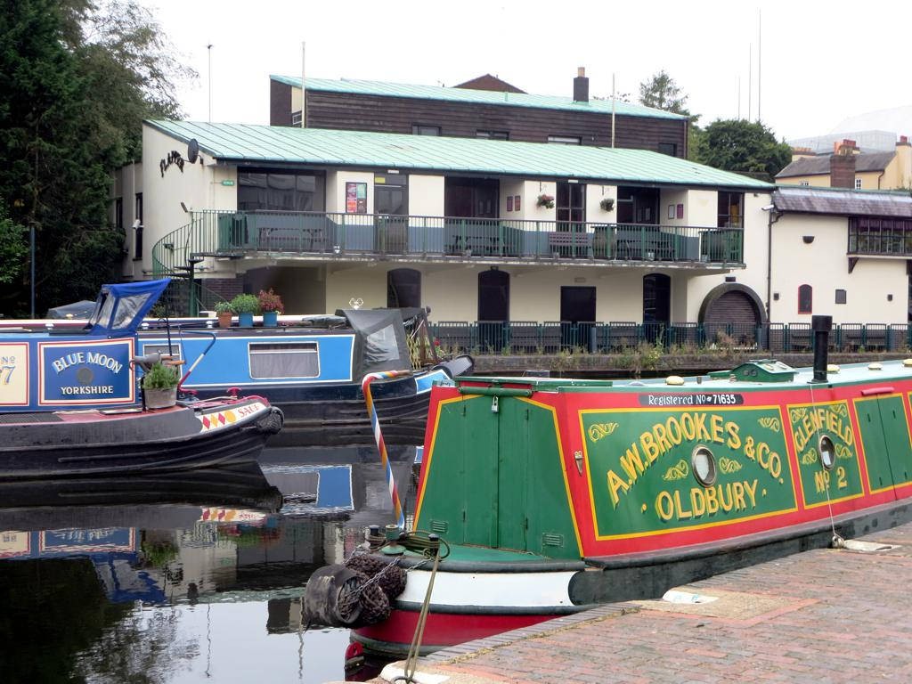 Canal boats outside The Flapper