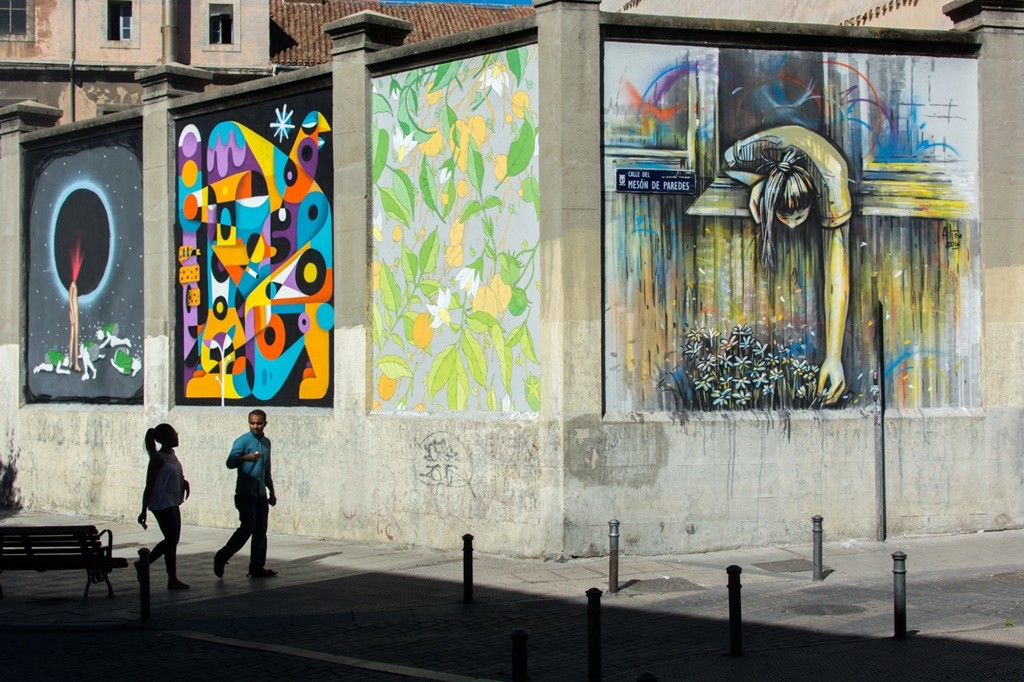 Some murals on Calle Meson de Paredes | © Guillermo de la Madrid / Madrid Street Art Project