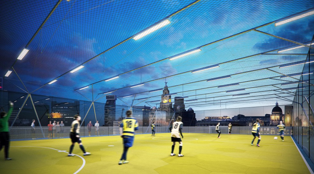 The stackable football pitches would cater to 5-a-side matches | © AL_A
