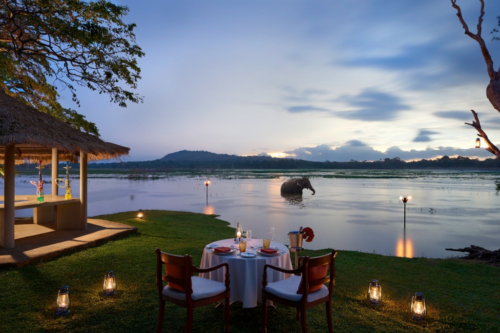 A idyllic intimate private dinner setting in the wild by the lake at Habarana Village by Cinnamon. |© Courtesy of Cinnamon Hotels