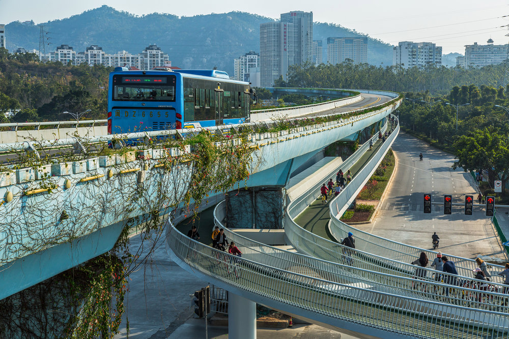 The Xiamen Bicycle Skyway in China is the world's longest elevated cycling path | © Dissing + Weitling