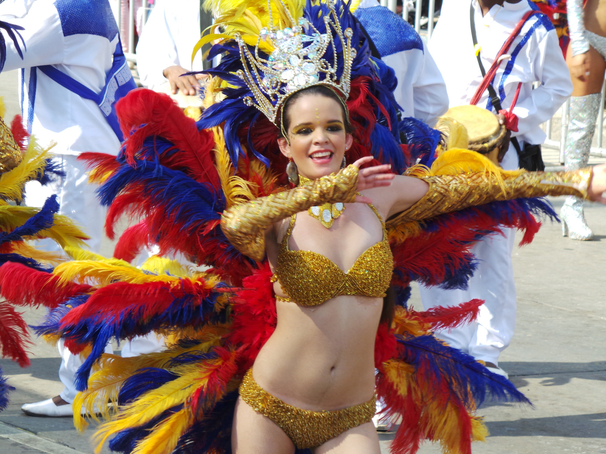 South American Carnival dancers in amazing outfits