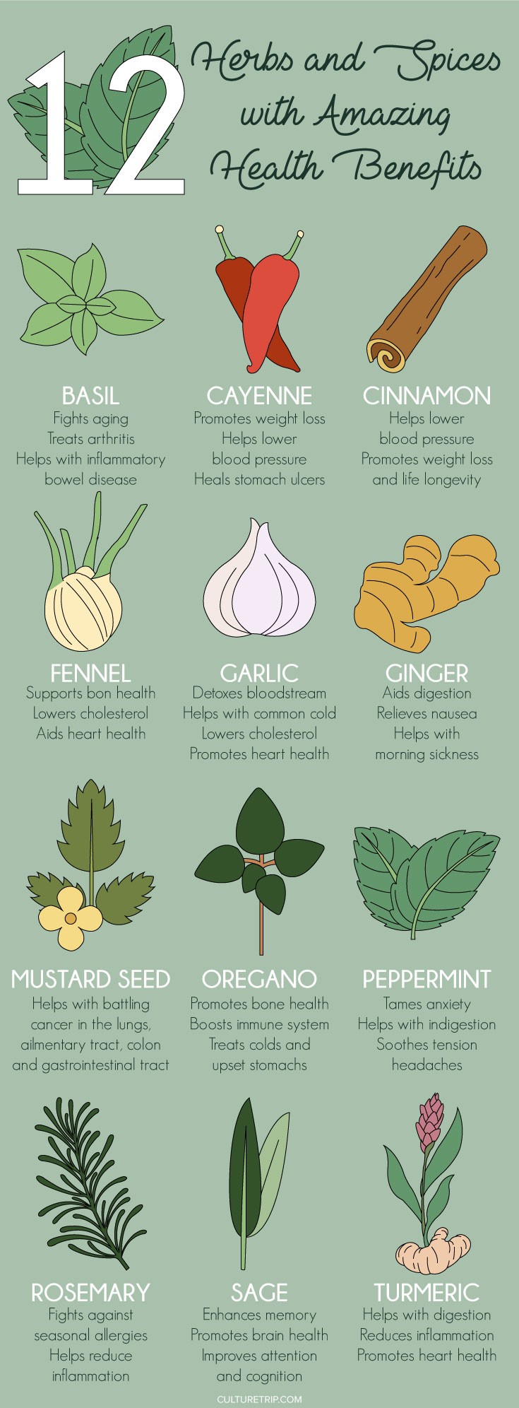 The Amazing Health Benefits of 12 Herbs and Spices