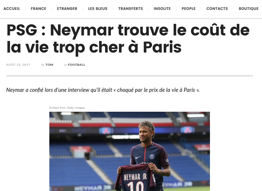 a french website is updating readers on fake football news