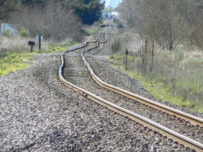 Post-Earthquake Warped Train Tracks