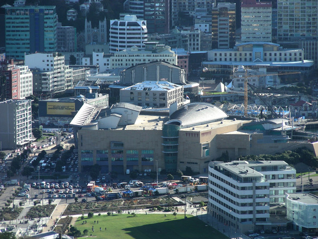 The grand museum Te Papa as seen from Mt. Vic.