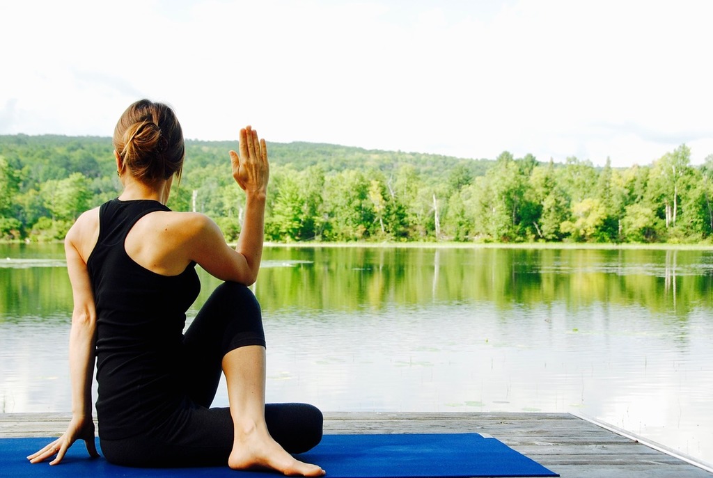 Woman Yoga Meditation Landscape Nature Meditate