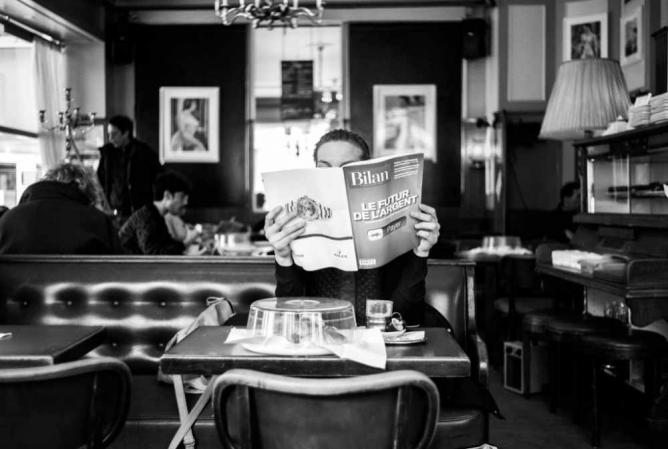 coffee shop black and white