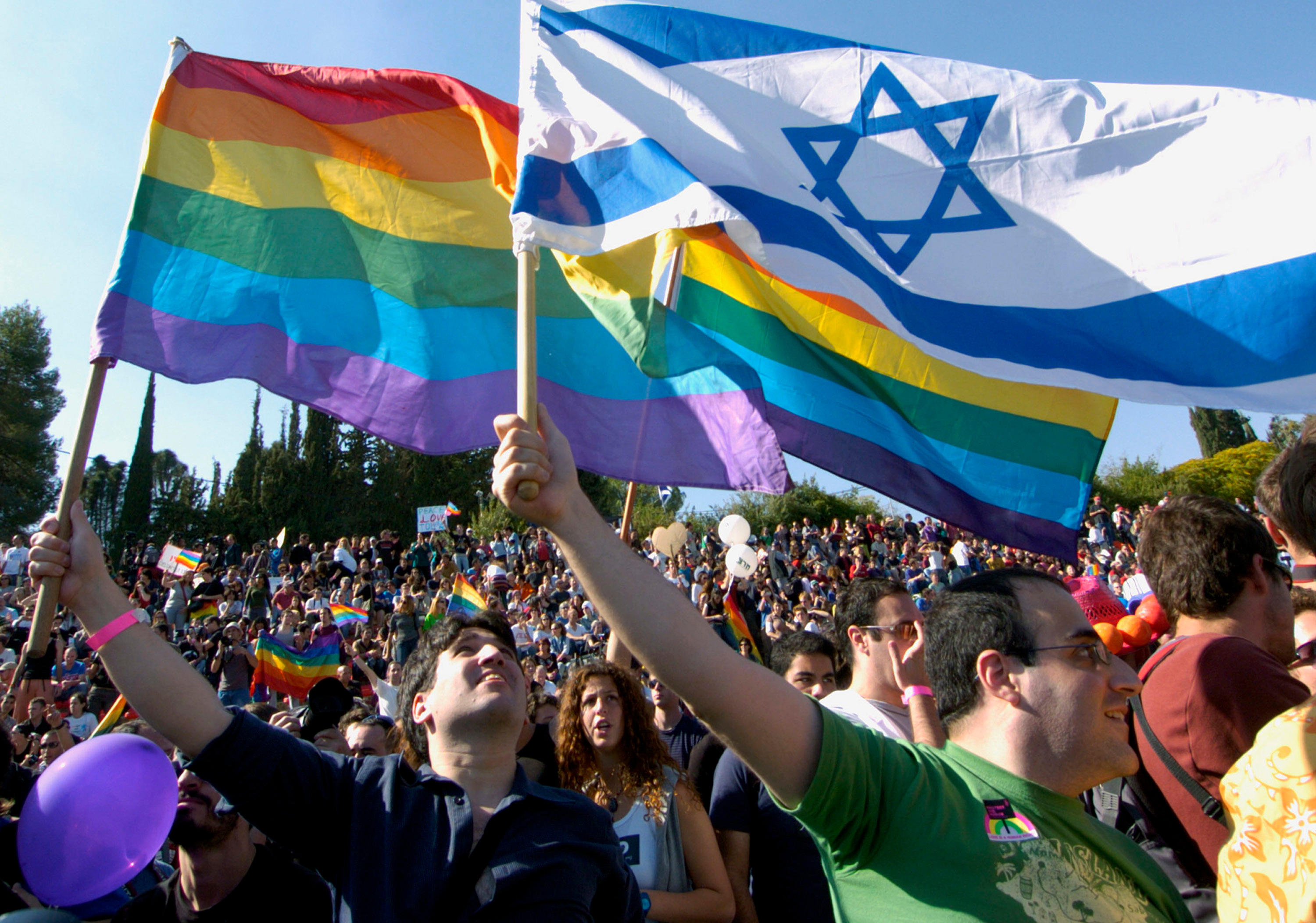 jerusalem skyline with gay pride colors