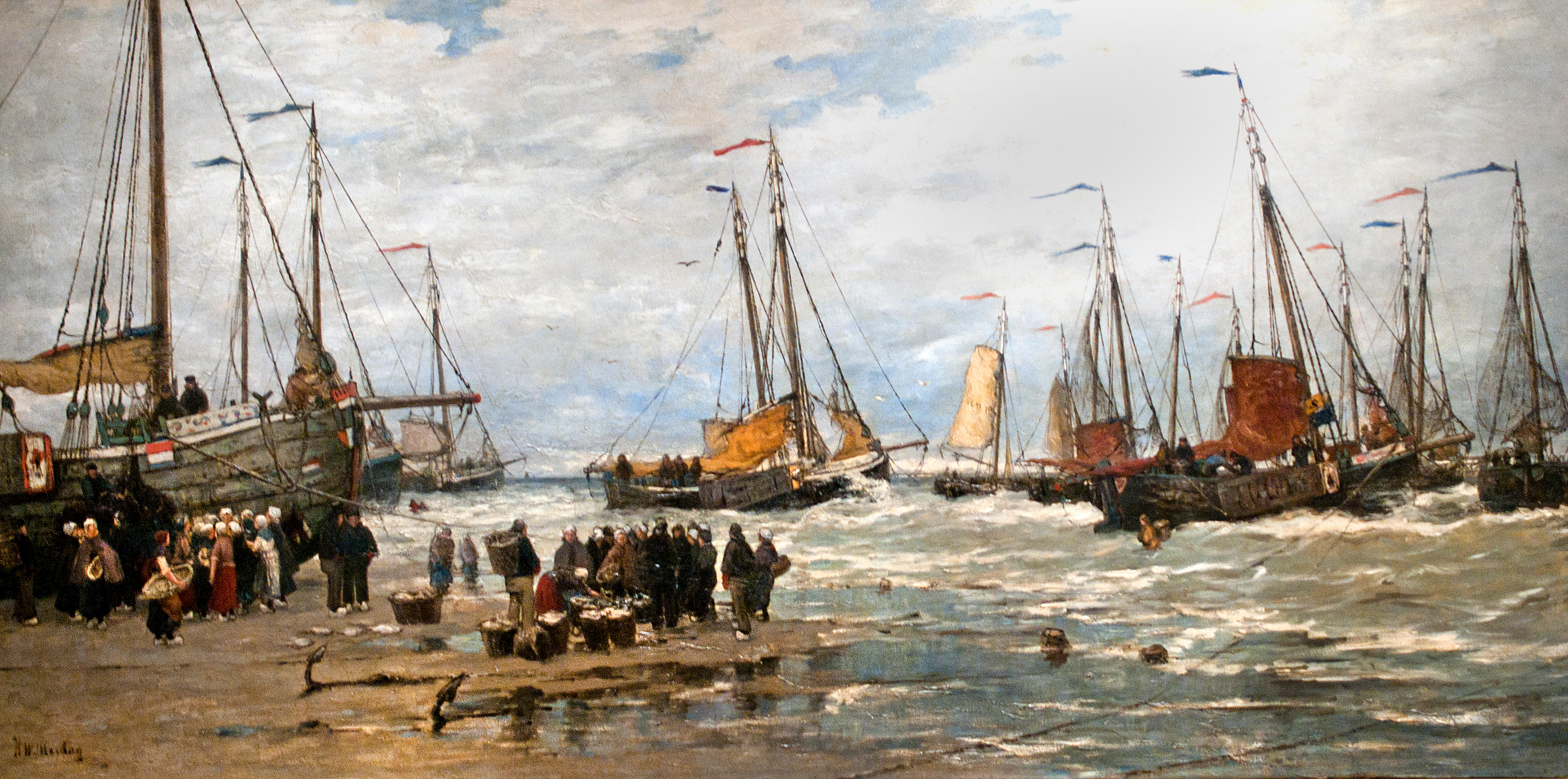 Fishing Pinks in Breaking Waves 1875 Hendrik Willem Mesdag 1831 - 1915 Dutch Netherlands, North Sea, Schevingen, Den Haag ,The Hague,