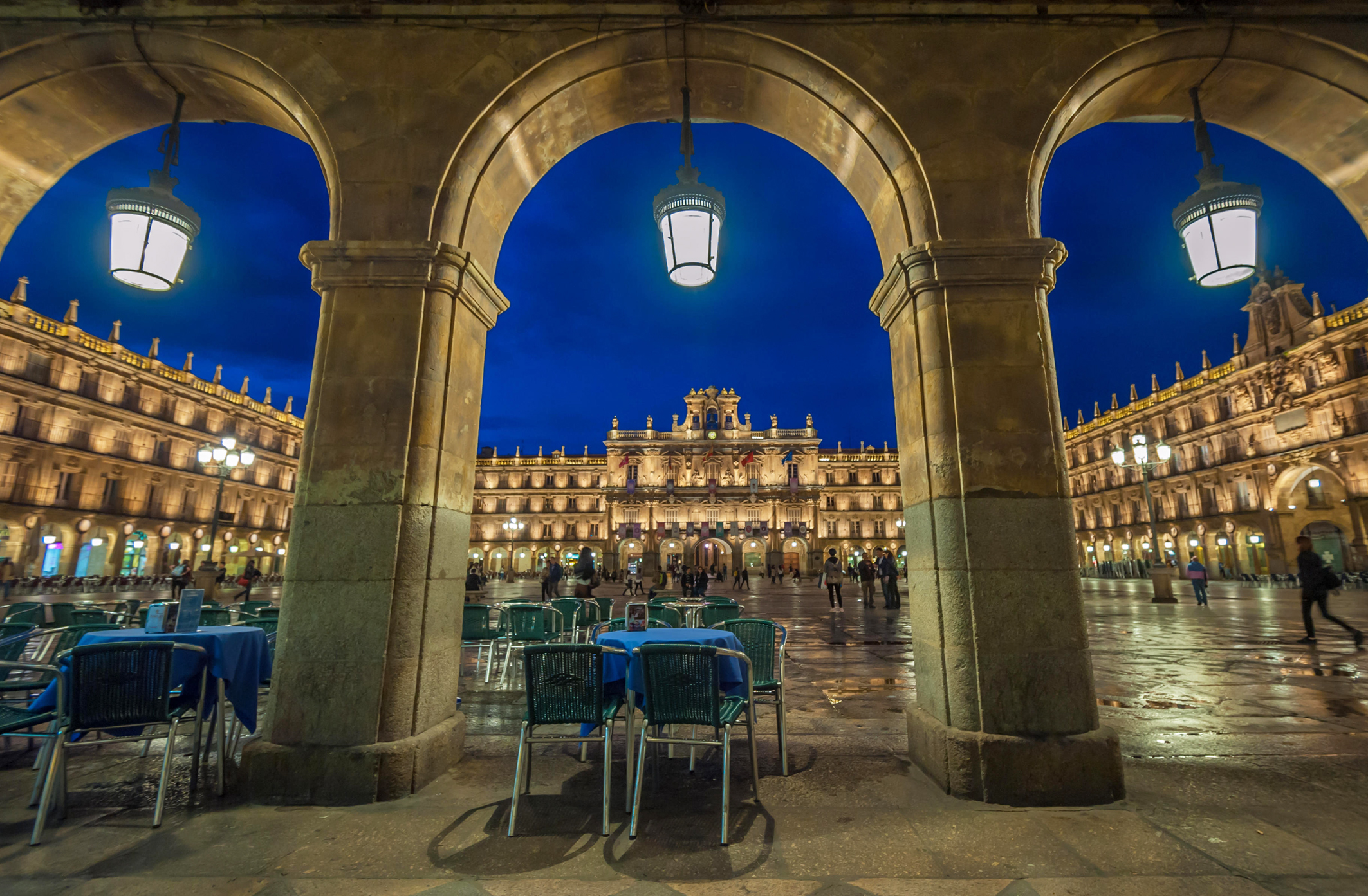 Plaza Mayor at night, Salamanca, Spain