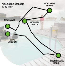 map of volcanic iceland trip destination points